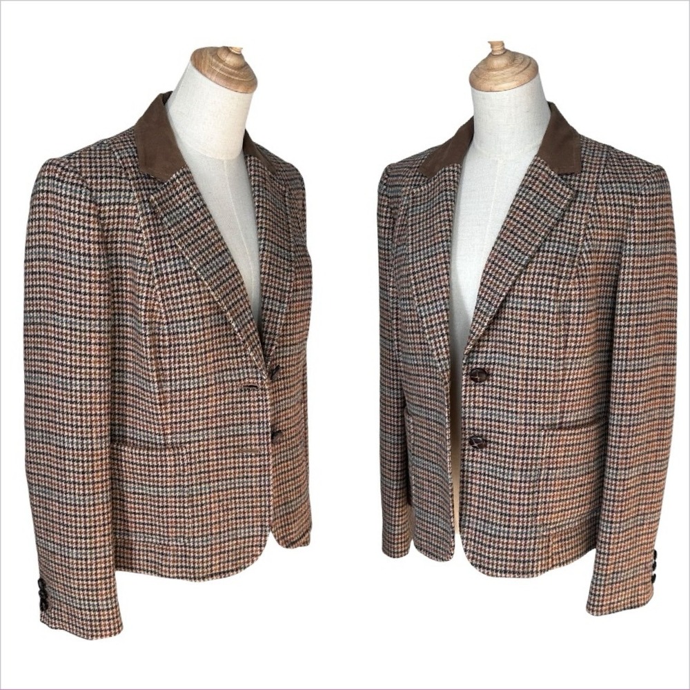 Talbots Wool Blend‎ Houndstooth Blazer Sz 10 Heritage Equestrian Preppy Office - Picture 2 of 13